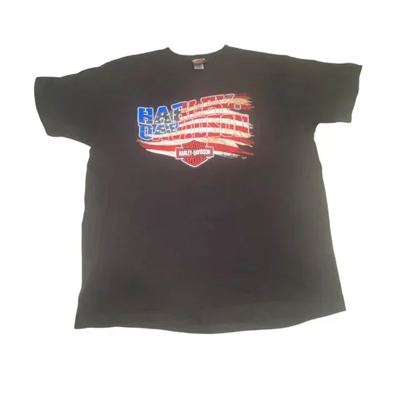 Harley-DavidsonT-Shirt With USA Flag & Thunderbird Skull Graphics Albuquerque - Picture 1 of 6